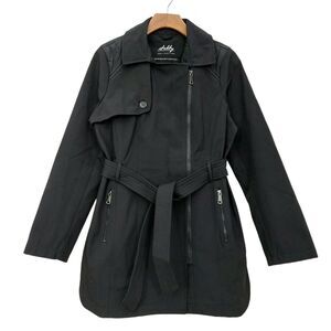 Sebby Collection Soft Shell Trench Coat Womens Medium Black Water Resistant
